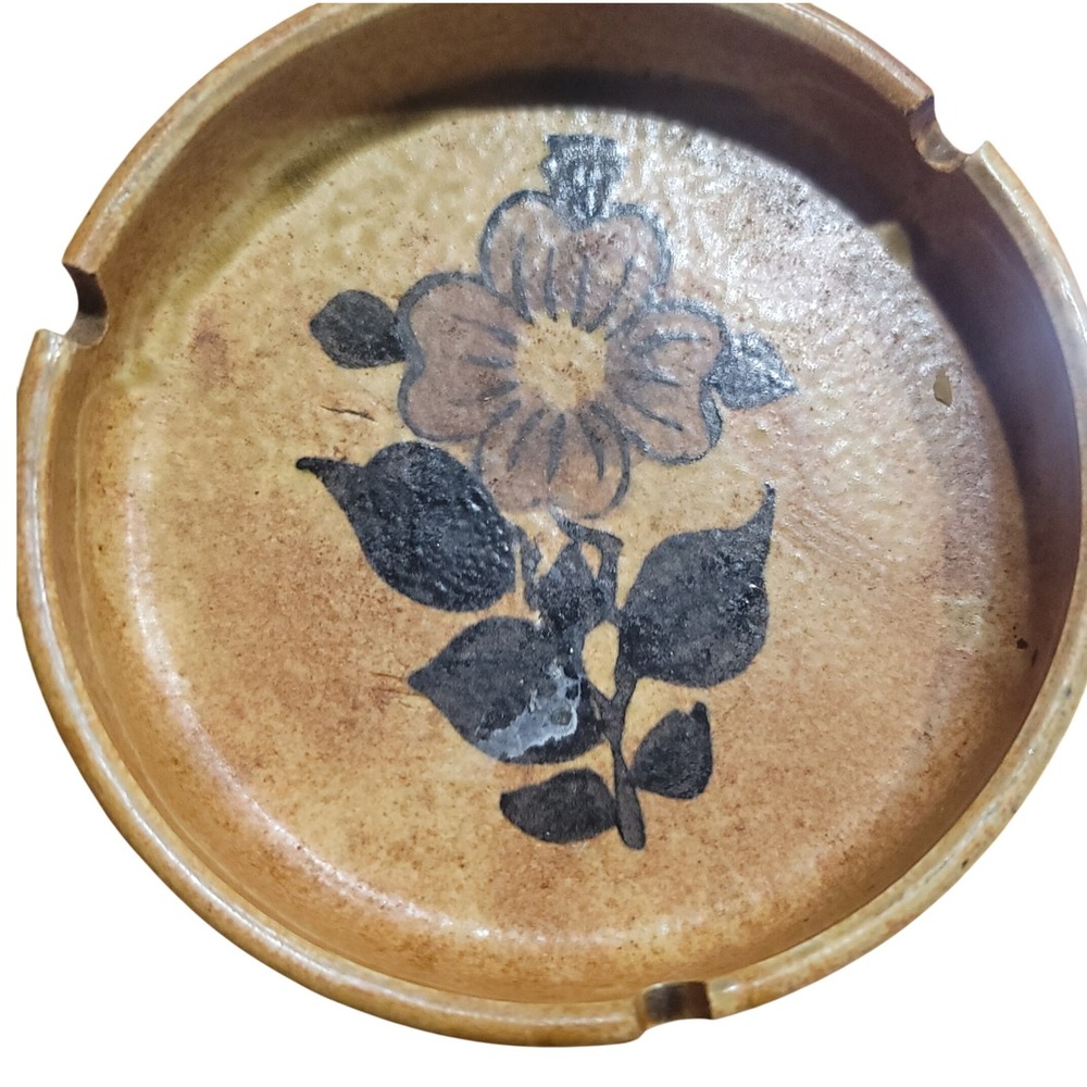 Vintage Round Yellow‎ Glazed Ceramic Ashtray Retro Home Decor Made in Japan